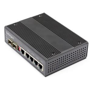 Industrial 6 Port Gigabit Ethernet Switch - 4 Poe Rj45 +2 Sfp Slots 30w Poe+ 12-48vdc 10/100/1000 Rugged Power Over Ethernet Lan Switch