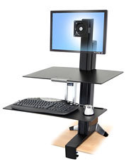 Workfit-s Sit-stand Workstation For Single LCD Monitor Ld (black And Polished Aluminum) (33-350-200)