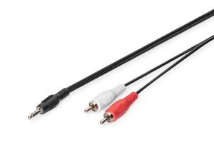 Audio adapter cable, stereo 3.5mm - 2x RCA M/M, 2.5m 2x0.10/10 black