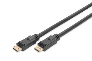 ASSMANN DisplayPort connection cable, DP, w/ amp. M/M, 20m w/interlock, Ultra HD 4K, DP 1.2, CE, black, gold