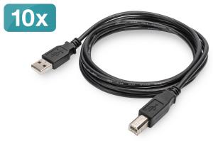 USB 2.0 connection cable, type A - B M/M, 2m black 10pk