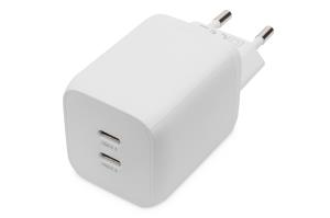 USB-C Mini charger. 2-Port. 65W 2x USB-C. 45W+20W. white