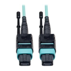 TRIPP LITE MTP/MPO Patch Cable Push/Pull Tabs 12 Fiber 40GbE 40GBASE-SR4 OM3 Plenum-Rated - Blue 1M