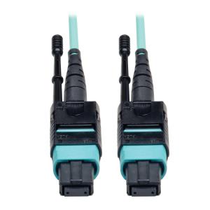 TRIPP LITE MTP/MPO Patch Cable Push/Pull Tabs 12 Fiber 40GbE 40GBASE-SR4 OM3 Plenum-Rated - Blue 2M