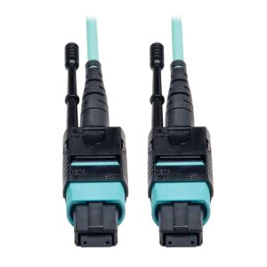 TRIPP LITE MTP/MPO Patch Cable with Push/Pull Tabs 12 Fiber 40GbE 40GBASE-SR4 OM3 Plenum-Rated - Blue 3M