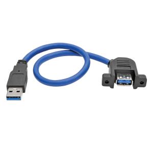 TRIPP LITE USB 3.0 SuperSpeed Panel-Mount Type-A Extension Cable (M/F) 30cm 1 ft