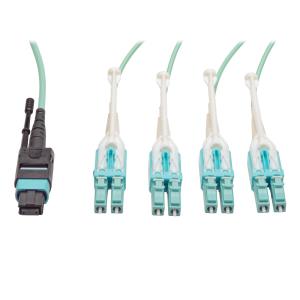 TRIPP LITE MTP/MPO Fan-out Cable with Push/Pull Tab Connectors TRIPP LITE MTP/MPO to 8xLC 40GbE 40GBASE-SR4,OM3 Blue 3M