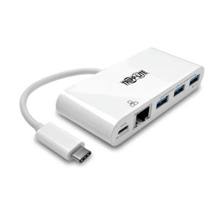 TRIPP LITE USB 3.1 Gen 1 Portable Hub 3-Port USB-C to (x3) USB-A USB-C Charging Port & Gigabit Ethernet Port
