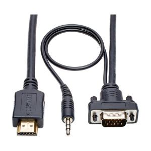 TRIPP LITE HDMI to VGA + Audio Active Converter Cable, HDMI to LP HD15 + 3.5mm (M/M) 1920x1200/1080p@60Hz 91cm