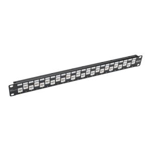 TRIPP LITE 24-Port 1U Rack-Mount CAT6a/CAT6/Cat5e Offset Feed-Through Patch Panel with Cable Management Bar, RJ45 Ethernet, TAA