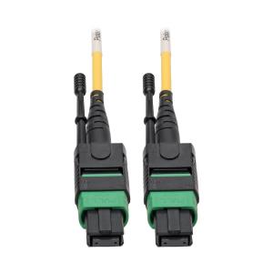 TRIPP LITE MTP/MPO (APC) Singlemode Patch Cable (F/F), 12 Fiber, 40/100 GbE, QSFP+ 40GBASE-PLR4, Plenum, Push/Pull Tab, Yellow, 2 m (6.6 ft.)
