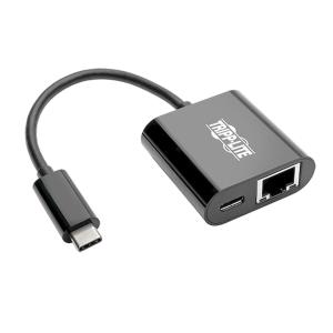 TRIPP LITE USB-C to Gigabit Network Adapter with USB-C PD Charging - Thunderbolt 3, Black