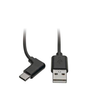 TRIPP LITE USB Type-A to Type-C Cable, M/M, Right-Angle USB-C, 2.0, 91cm. - Thunderbolt 3 Compatible