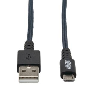 TRIPP LITE Heavy-Duty USB-A to USB Micro-B Cable - M/M, USB 2.0, UHMWPE and Aramid Fibers, Gray 1.8m