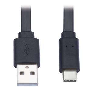 TRIPP LITE USB-A to USB-C Flat Cable - M/M, USB 2.0, Thunderbolt 3 Compatible, Black, 0.9m