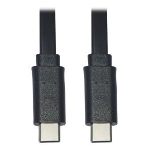 TRIPP LITE USB-C Flat Cable (M/M) - USB 2.0, Thunderbolt 3 Compatible, Black, 1.8m