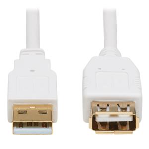 TRIPP LITE USB-A Antibacterial Extension Cable (M/F), USB 2.0, White, 1.8m