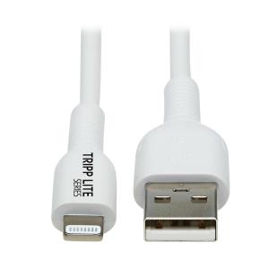 TRIPP LITE Safe-IT USB-A to Lightning Sync/Charge Antibacterial Cable (M/M), MFi Certified, White, 1m