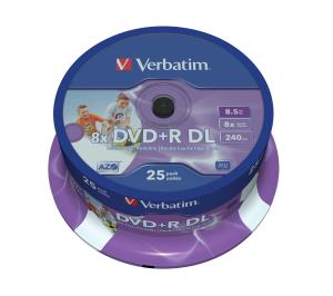 DVD+r Media 8.5GB 8x Double Layer Printable 25-pk