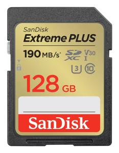 Extreme PLUS 128GB SDHC Memory Card 190MB/s 90MB/s UHS-I Class 10 U3 V30