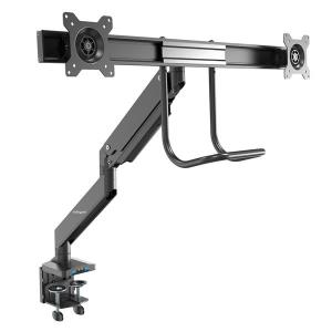 Desk Mount Dual Monitor Arm - 2x USB 3.0 Ports - Grommet/desk Clamp Mount