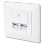 CAT6 wall outlet, shielded 2x RJ45, 8P8C, LSA, color pure white, flush mount 5 Pcs