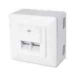 CAT6 wall outlet, shielded 2x RJ45, 8P8C, LSA, color pure white, surface mount 5 Pcs