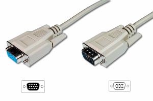 VGA Monitor extension cable, HD15 M/F, 5m 3CF/4C Beige