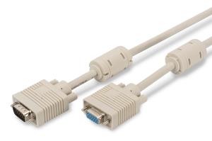 VGA Monitor extension cable, HD15 M/F, 1.8m, 3Coax/7C, 2xferrite Beige