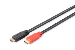 ASSMANN HDMI High Speed cable, type A, w/ amp. M/M, 15m w/Ethernet, Ultra HD 24p, CE, gold black