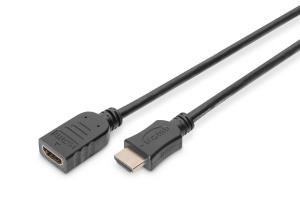 HDMI High Speed extension cable, type A M/F, 5m w/Ethernet, Ultra HD 24p, gold black