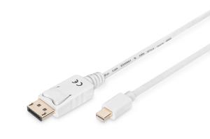 DisplayPort connection cable, mini DP - DP M/M, 1m w/interlock, DP 1.1a conform white