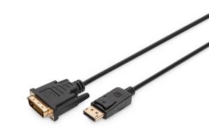 DisplayPort adapter cable, DP - DVI (24+1) M/M, 3m w/interlock, DP 1.1a compatible, CE black