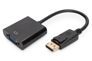 ASSMANN DisplayPort adapter cable, DP - HD15 M/F, 15cm w/interlock, DP 1.2 compatible, CE black