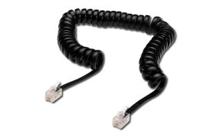 UAE connection cable, RJ10 4m CU, 4x7x0,12mm, unshielded, M/M, Flat cable, helic, black