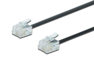UAE connection cable, RJ11 3m CU, 4x7x0,12mm, unshielded, M/M, Flat cable, black