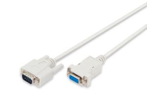 Datatransfer extension cable, D-Sub9 M/F, 2m serial, snap-hoods beige