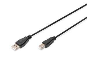 USB connection cable, type A - B M/M, 2m USB 2.0 compatible black