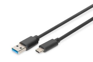 DIGITUS USB Type-C connection cable, type C to A M/M, 1m Super Speed black