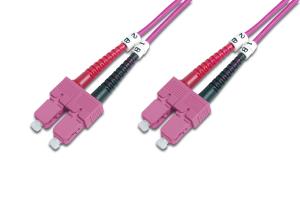 Fiber Optic Patch Cord, SC to SC Multimode OM4 - 50/125 , Duplex, color RAL4003 Length 5m