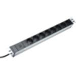 1U Aluminium PDU, Rackmountable 10A Plug, 250VAC 50/60Hz, 8x outlet, IEC C14 plug, pre-fuse