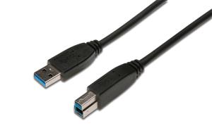 USB 3.0 connection cable, type A - B M/M, 2m USB 3.0 conform Black (AK-300115-018-S)
