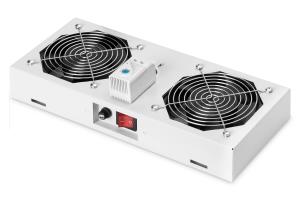 Roof cooling unit for wall mounting, SoHo wall mounting and unmounted cabinets, 2 fans, thermostat, grey (RAL 7035)