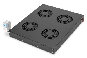 Roof cooling unit for 483 mm (19") installation 4 fans, switch, thermostat, color black (RAL 9005)