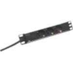 1U Aluminum PDU, 254 mm (10") rack mount rated power: 16A, 4000W, 250VAC 50/60Hz, 3x safety outle