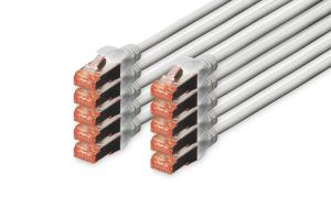 Patch cable - CAT6 - S/FTP - Snagless - 50cm - grey - 10pk
