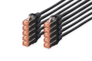 Patch cable - CAT6 - S/FTP - Snagless - Cu - 50cm - black - 10pk