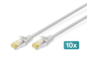 Patch cable - CAT6a - S/FTP - Snagless - Cu - 0.5m - grey - 10pk
