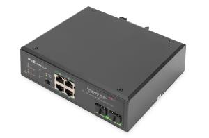 Industrial Gigabit Ethernet PoE+ Switch 4-port PoE + 2-port SFP, 802.3at, DIN rail