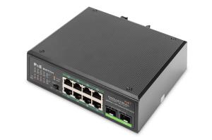 Industrial Gigabit Ethernet PoE+ Switch 8-port PoE + 2-port SFP, 802.3at, DIN rail